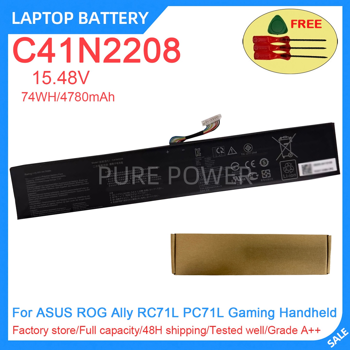 Laptop Gaming Console - بطارية لابتوب جديدة C41N2208 15.48 فولت